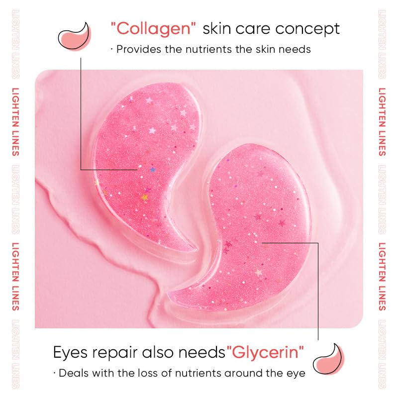 60pcs/30pairs Rose Hyaluronic Acid Eye Masks,For Moisturizing Eye Patches, Firming Eye Skin, Smoothing Fine Lines, Starry Eye Masks, More Youthful 80g.