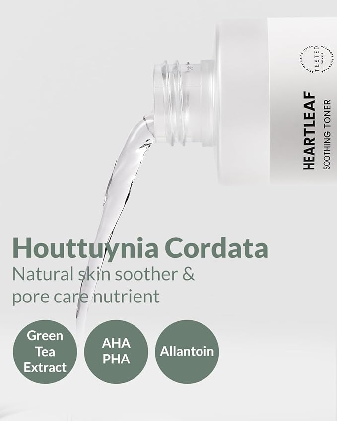 Heartleaf Soothing Moisture Toner - Low pH, 80% Heartleaf Extract, Enriched with Houttuynia Cordata & Green Tea, Clinically Tested, No Irritation - Ideal for Sensitive Skin, 6.76 f l. oz