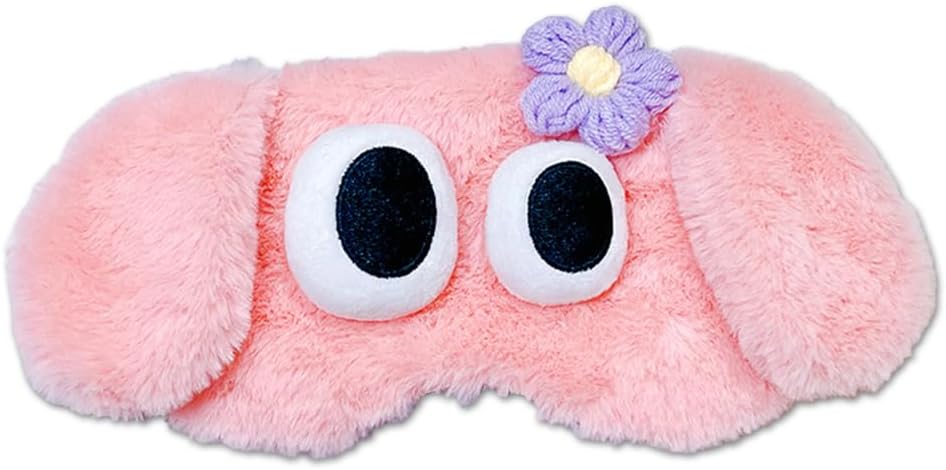 PERFECTSIGHT Dog Sleep Eye Masks, Cute Plush Sleep Eye Cover Lightweight Adjustable Eyeshade Faux Fur Mask Cover for Women Men Kids Sleep Travel Nap, Pink Puppy