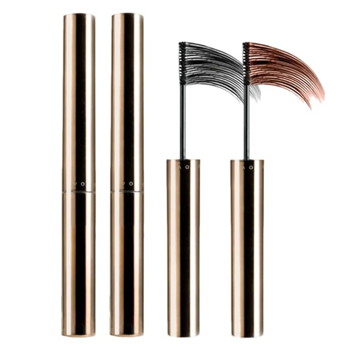 Ultra-Fine Lengthening Waterproof Quick-Dry Mascara, 2026 New Iron Wand Mascara, Waterproof Metal Wand Mascaras, Long-lasting 3D Curling Eyelash, Smudge Proof and No Flaking (Black+Brown)