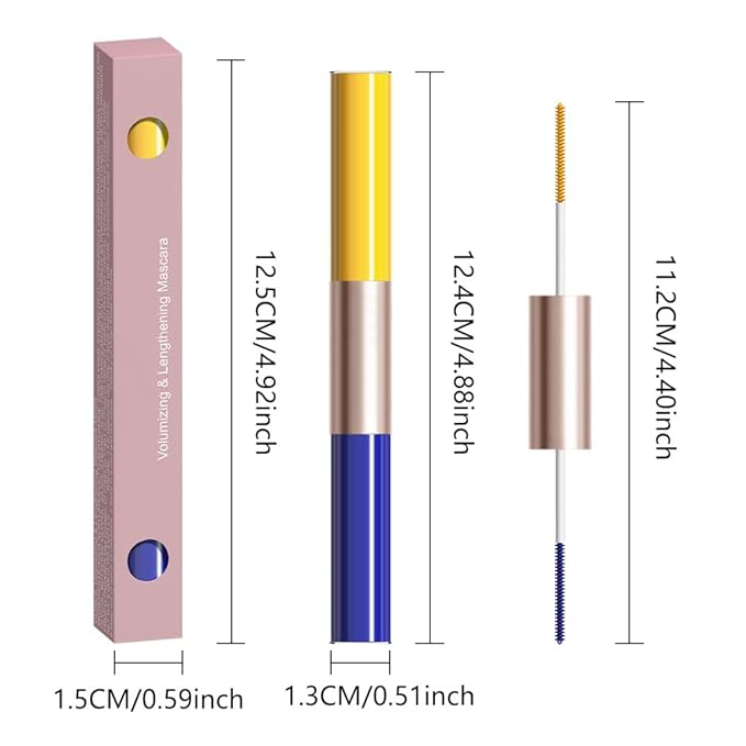 BINGBRUSH Colored Mascara Smudge-Proof, Long-Lasting, Volumizing & Lengthening Yellow Mascara,Vibrant,Waterproof Eye Makeup for Party & Daily Looks (03#-Yellow & Blue)