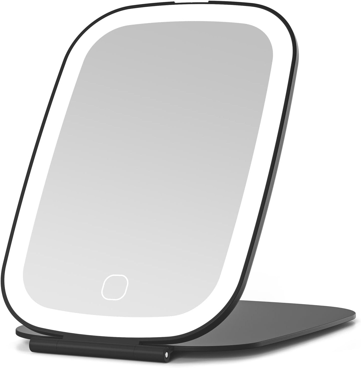 Rechargeable Travel Mirror with Light, Portable Mirror, 3 Color Light, 7.5 inch Ultra Thin and Lightweight LED Folding Makeup Mirror (Black)