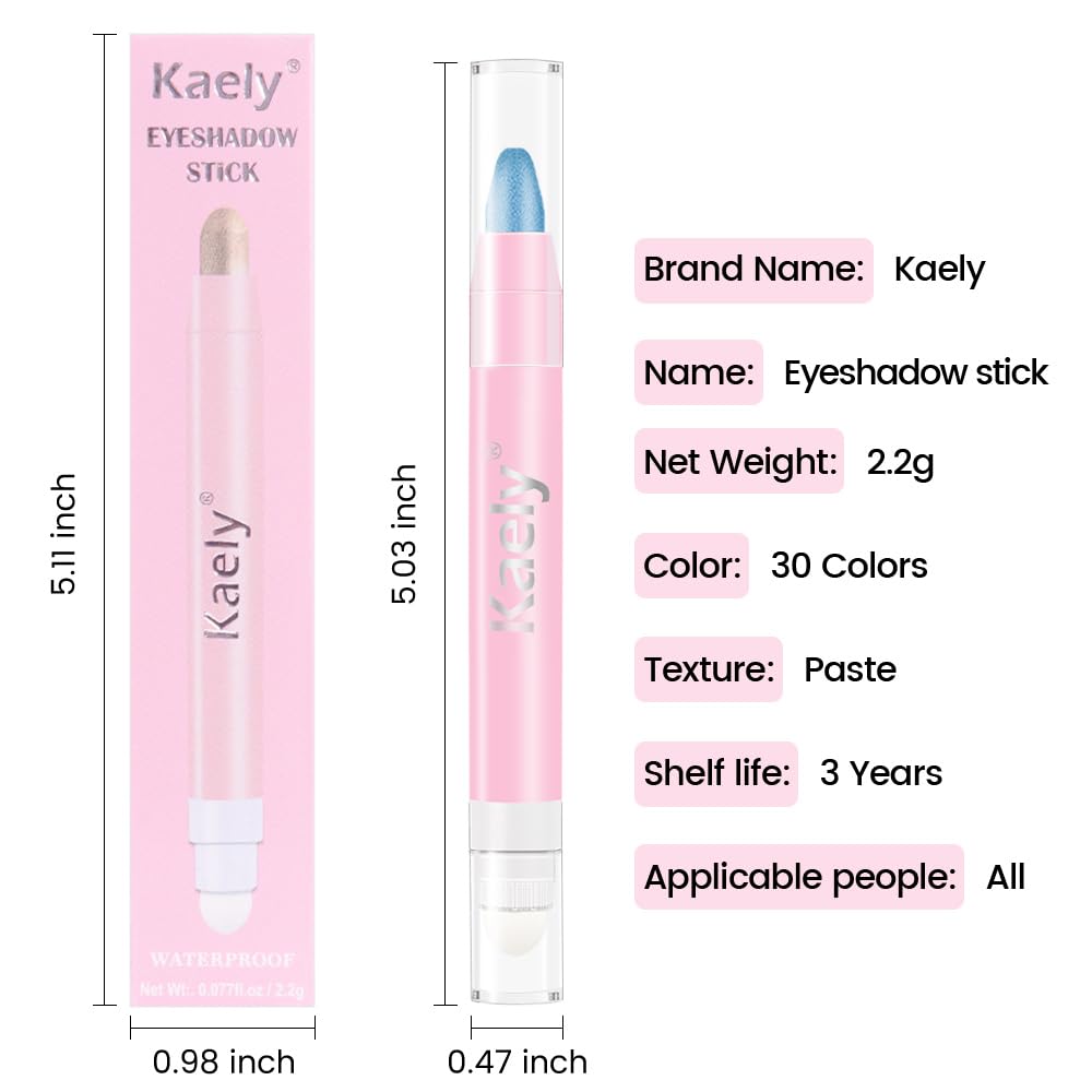 Kaely 2in1 Cream Eye Shadow Brightener Sticks for Eyes, Pencil Eyeshadow Applicator Stick Waterproof Pigmented, Eye Shadow Palette Highlighter Makeup, sombras para ojos, 10 Sky Blue Shimmer