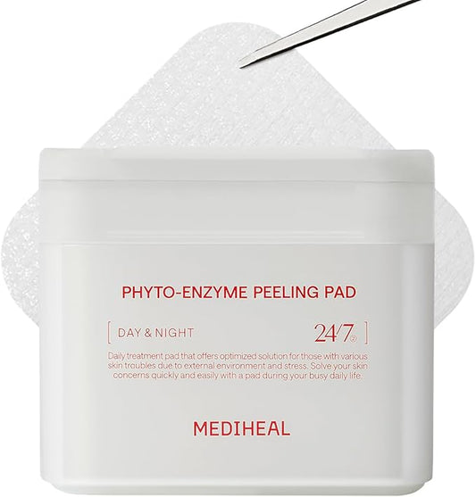 MEDIHEAL Toner Pads [Phyto Enzyme] - Exfoliating Peeling Pad with LHA & Papaya Enzyme - Pore Tightening & Sebum Control - Vegan Micro Embossed Non-Sensitive Pad (90 Count)