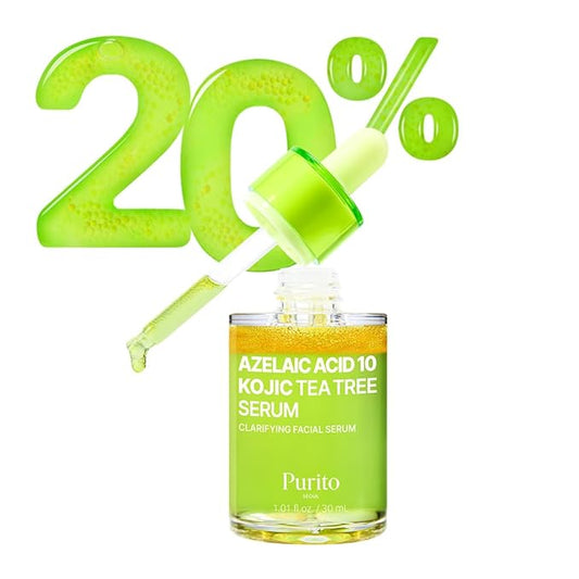 PURITO Azelaic Acid 10% + Kojic Acid + Tea Tree Facial Serum | for Acne & Marks, Breakouts | High-Level Azelaic Acid 10% | Korean skincare, 30mL 1.01 fl.oz