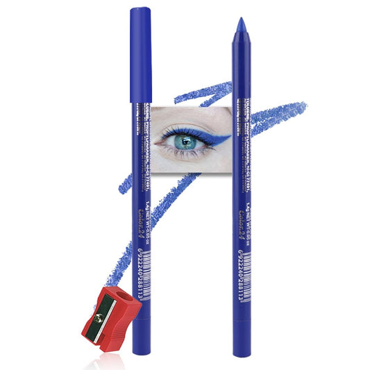 evpct Blue Eyeliner Pencils for Eyes, Navy Lake Ruby Blue Colored Eye Liner Pencil Pen Makeup Waterproof Smudge Proof, Colored Gel Waterline Eyeliner Liquid, Face Eye Paint Stick Halloween Makeup 24