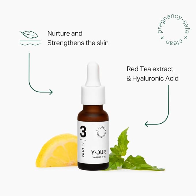 Y'OUR Non-Toxic, Pregnancy-Safe Skincare Set – 5-Step System with Cleanser, Day Cream, Serum, Night Cream & Hydration Serum – Soothing & Rejuvenating – Gentle and Non-Comedogenic Formula. Holiday Gift