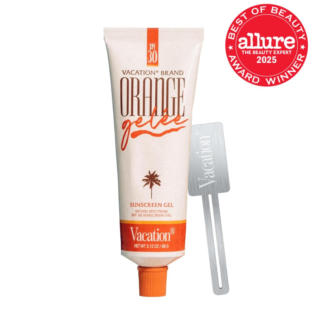 Vacation Orange Gelée SPF 30 Gel & Tube Key Bundle, Hydrating Balm-to-Oil Sunscreen, Mineral-Oil Free, Water-Resistant, Travel Size, 3.12 Oz.