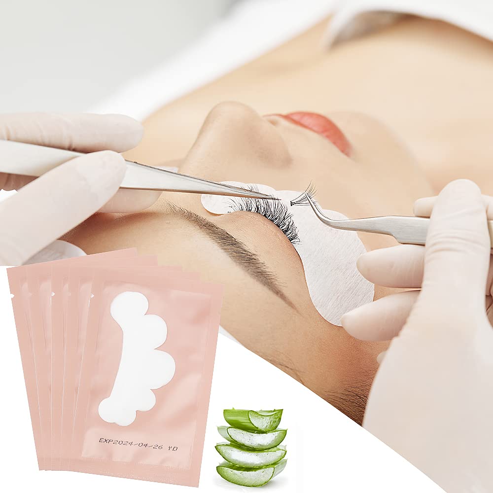 50 Pairs Eye Gel Pads, Lint Free Under Eye Patches for Eyelash Extensions, Premium Eye Mask Beauty Tool Kit (Pink)