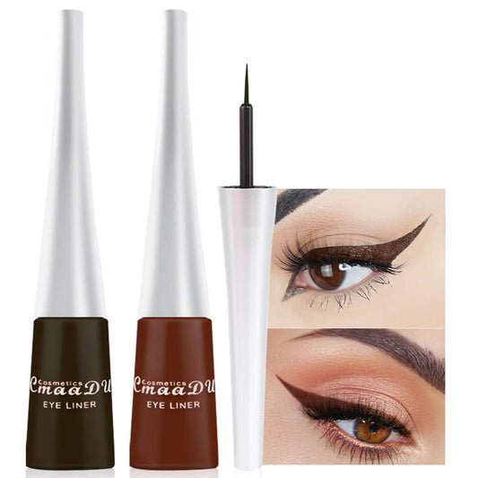 evpct 2Pcs Dark Brown Coffee Liquid Eyeliner Set Waterproof Brown Colored Eye Liners for Women Stamps Shapes for Eyes delineadores de colores para ojos delineador de ojos