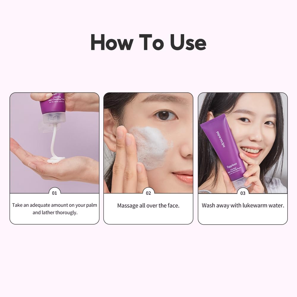 Papa Recipe Eggplant Moisturizing Cleansing Foam for Sensitive, Dehydrated, and Acne-Prone Skin