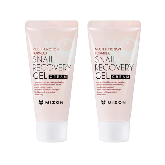 MIZON Set of Two Snail Recovery Gel Cream Snail Mucin for Fine Lines Skin Elasticity Moisture Fragrance-Free Korean Skincare(45ml 1.52 fl.oz -Pack of 2)