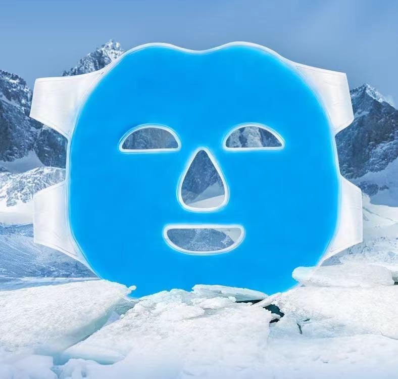 Ice Face Mask Reusable,Cold Hot Compress Gel Ice Facial Mask with Gel Beads,Face SPA for Woman Sleeping Reduce Eye Puffiness Face Puffiness Sleeping Travel (Blue)