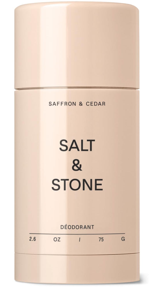 SALT & STONE Aluminum Free Deodorant | Extra Strength 48 Hour Protection for Women & Men | Made with Seaweed Extracts, Shea Butter & Prebiotics (Saffron & Cedar)