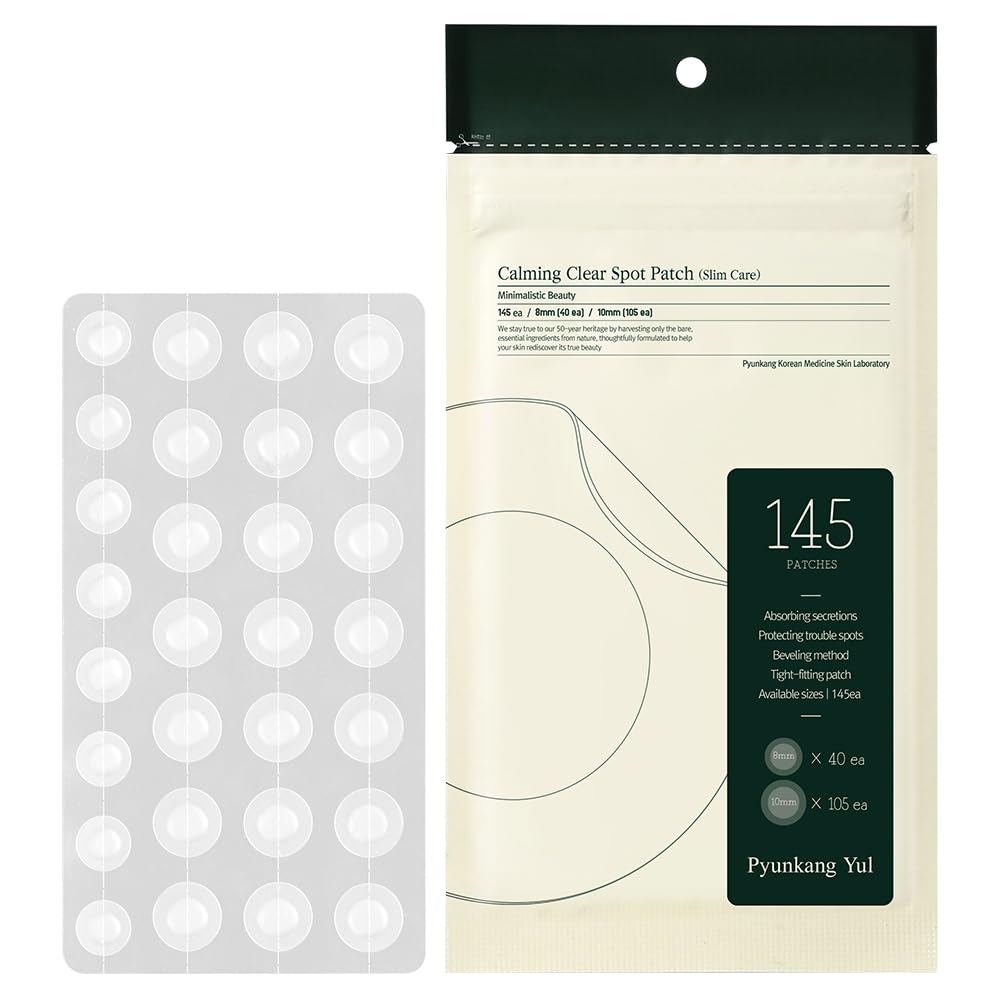 Pyunkang Yul PKY Calming Clear Spot Patch (Slim Care)145 count Quick, Adhesive & Invisible Oval Fit Stickers, Hydrocolloid Acne Spot Cover, Pimple Focused Skin Care for Blemishes and Zit, 2 Sized