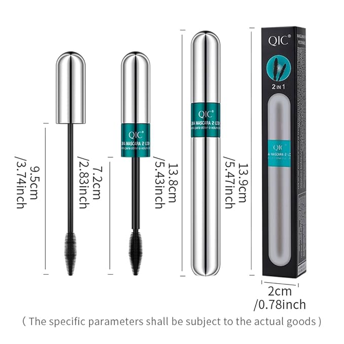 2-in-1 4D Silk Fiber Mascara: 5x Longer, Waterproof, No Clumping, Long-lasting, and Smudge-Proof for Natural Eyelash Makeup (Silver Tube, 1Pc)