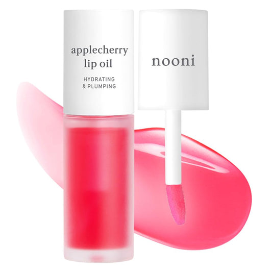NOONI Korean Lip Oil - Applecherry | Long-Lasting, Moisturizing, Plumping, Revitalizing for Dry Lips, Waterproof, No Peel Off, Hydrating, Nourishing Crystal Clear, 0.12 FL Oz