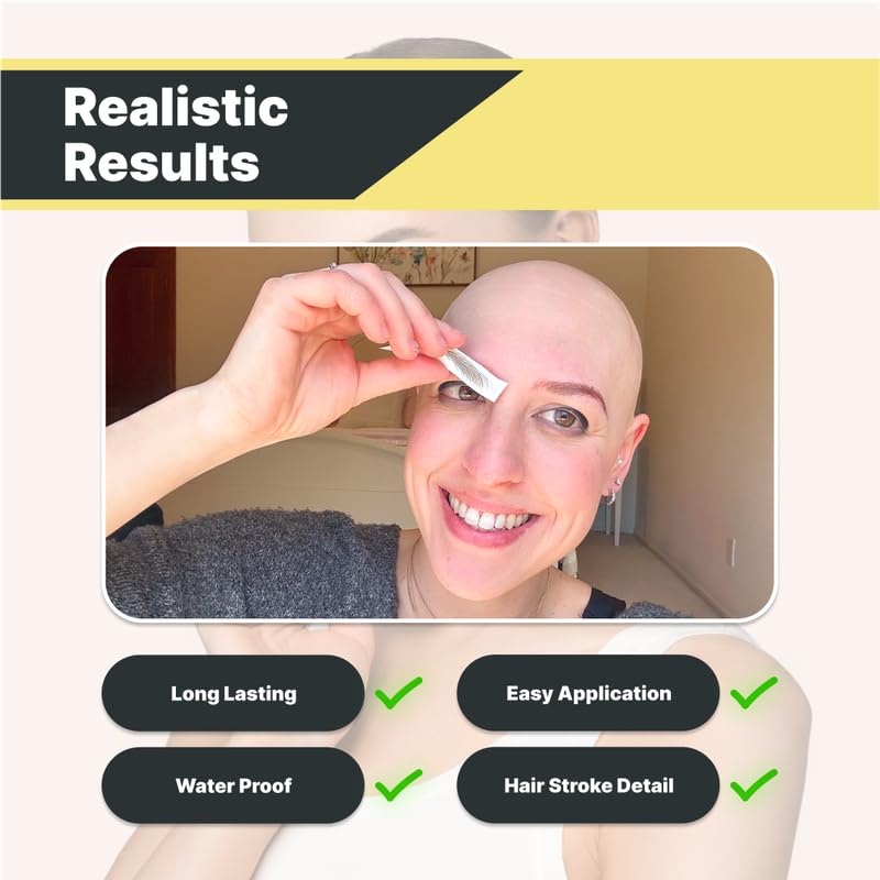 10 Pairs Medium Brown Temporary Eyebrow Tattoos, Waterproof and Smudge-Proof Medium Everyday Style Realistic Eyebrow Stickers for Men & Women, Easy to Apply, Won't Work on Existing Brows