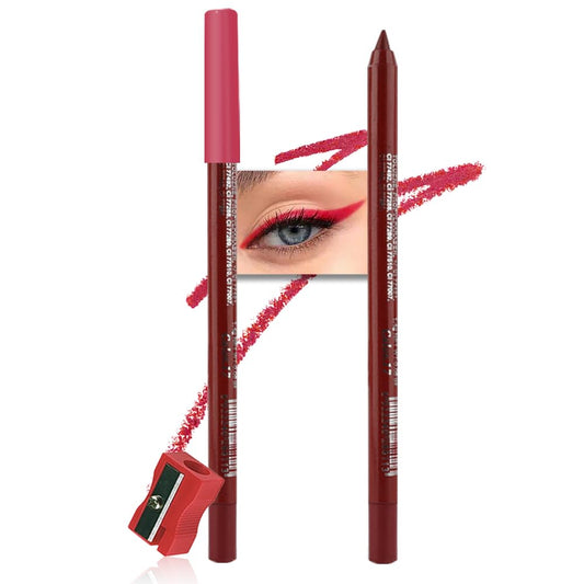 evpct Red Eyeliner Pencils for Eyes, True Red Colored Eye Liner Pencil Pen Makeup Waterproof Smudge Proof, Colored Gel Waterline Eyeliner Liquid, Face Eye Paint Stick Halloween Makeup 17