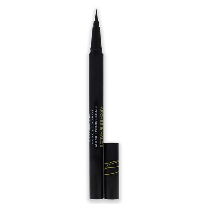 Arches & Halos Fine Bristle Tip Pen - Creamy, Buildable Formula for Shaping and Defining Eyebrows - Waterproof, Long Lasting, 24 Hour Color - Precise Bristled Applicator Tip - Natural Brown - 0.02 oz