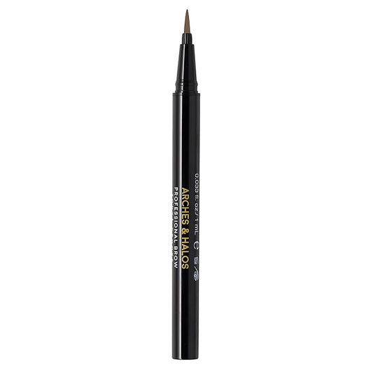 Arches & Halos Fine Bristle Tip Pen - Creamy, Buildable Formula for Shaping and Defining Eyebrows - Waterproof, Long Lasting, 24 Hour Color - Precise Bristled Applicator Tip - Natural Brown - 0.02 oz