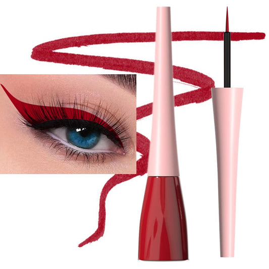 evpct 1Pcs Dark Red Liquid Eyeliner Waterproof Dark Red Eye Liners for Women, Eyes Wing Eyeliner Stamps Shapes Colored Eyeliner delineador de ojos a prueba de agua contra el agua blanco para ojos