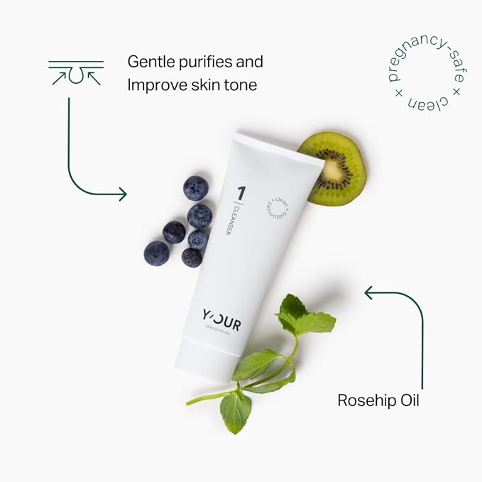 Y'OUR Non-Toxic, Pregnancy-Safe Skincare Set – 2-Step System with Cleanser & Night Cream – Soothing & Rejuvenating – Gentle and Non-Comedogenic Formula. Holiday Gift Bundle