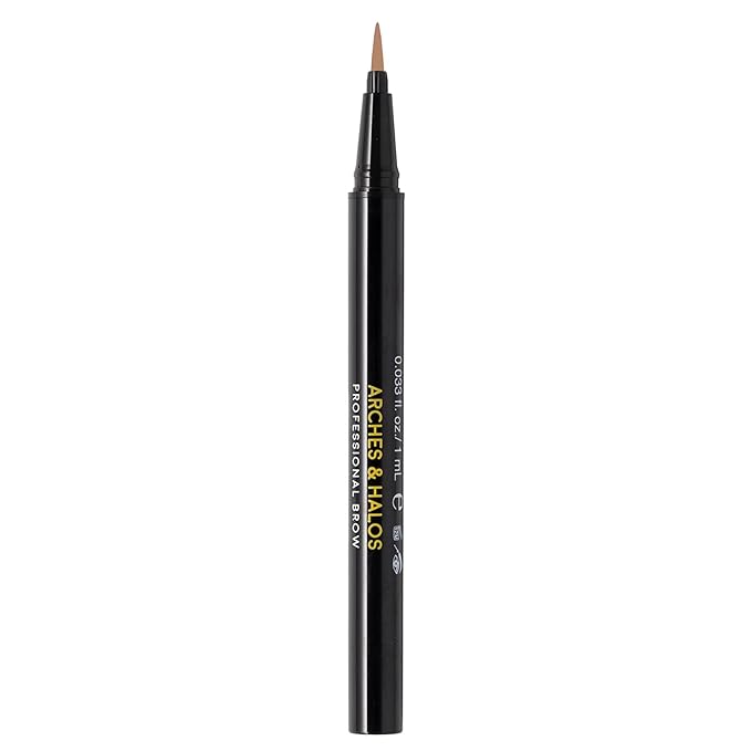 Arches and Halos Fine Bristle Tip Pen - Eyebrow Pencils for Women - Vegan Brow Pencil - Smudge-Proof, Buildable Formula - Warm Brown - 0.02 oz