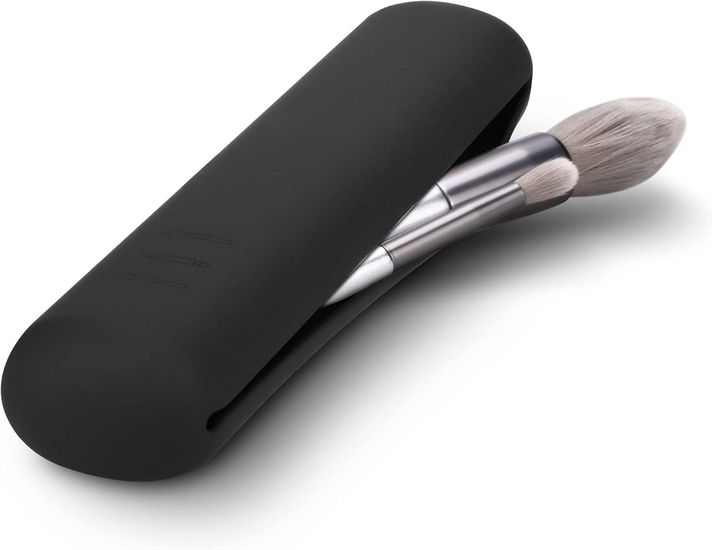 FERYES Travel Makeup Brush Holder, Magnetic Anti-fall Out Silicon Portable Cosmetic Face Brushes Holder, Soft and Sleek Makeup Tools Organizer for Travel-Black(7.8 * 1.89 * 0.79)