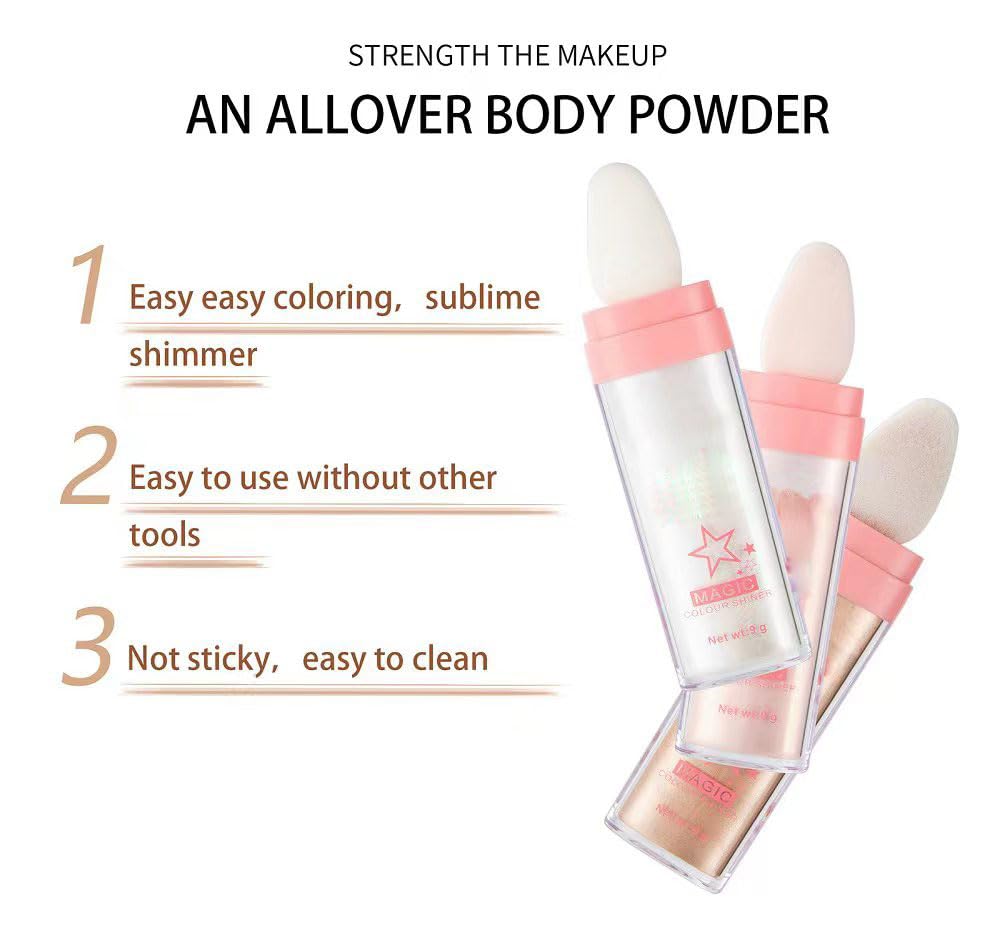 Glitter Powder Highlighter Makeup, Body Brightens the Natural Three-Dimensional Face Blusher Fairy Highlight Patting Powder. (01#White Moonbeam)