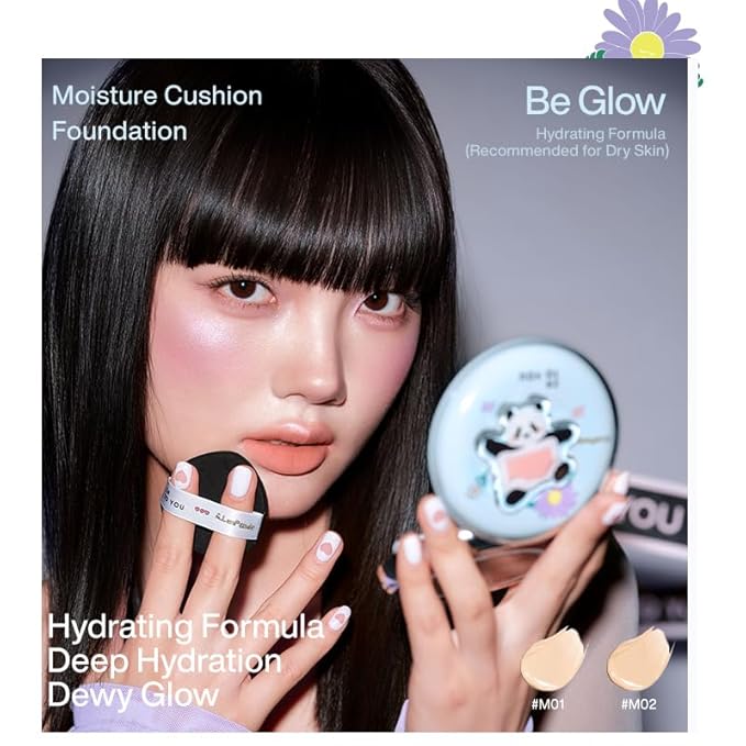 INTO YOU x M.Lan Panda The Color Mixer Set Limited Edition - 7 pieces Makeup Box Sets, Matte Lipstick + Canned Lip Mud + Blush & Highlight Duo + Cushion Foundation + Gift Bundle, M02 Set