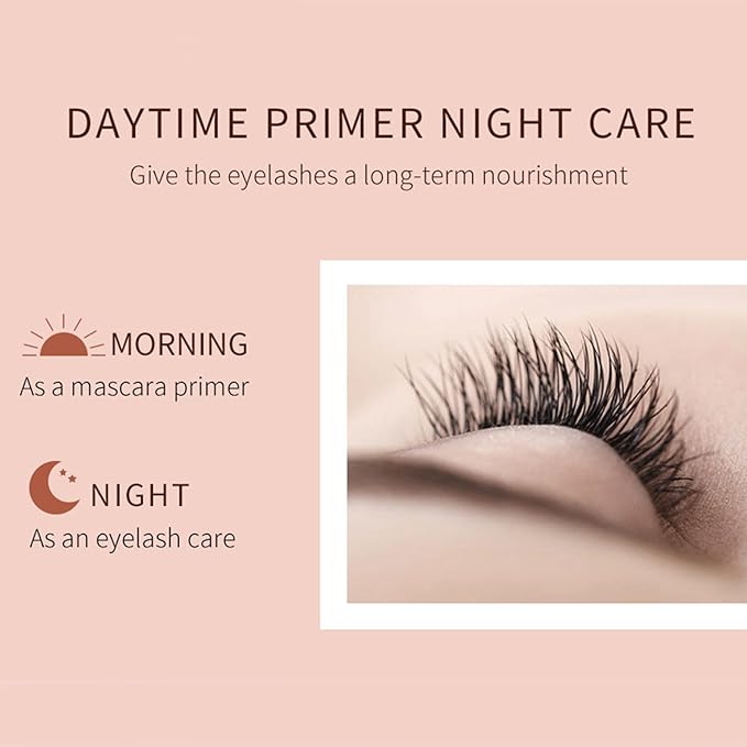 Lash Serum, Eyelash Primer to Boost Longer Fuller and Thicker Looking Lashes, Non-sticky, Non-caking, 3.5g/0.12oz (2pcs)