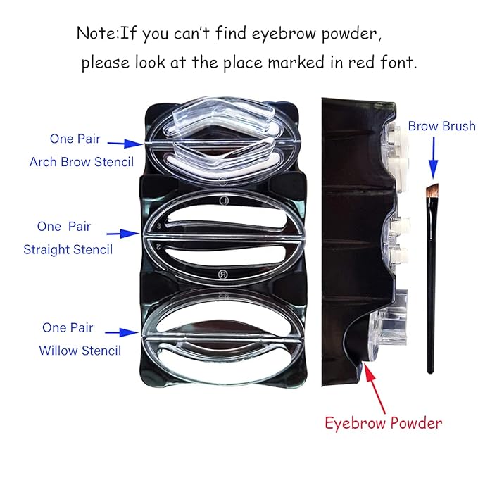 GL-Turelifes 3 Pairs of Seals Eyebrow Stamp with Brow Brush Perfect Eye Brow Power One Second Make Up Nature Brow Makeup Tool (Light Brown)