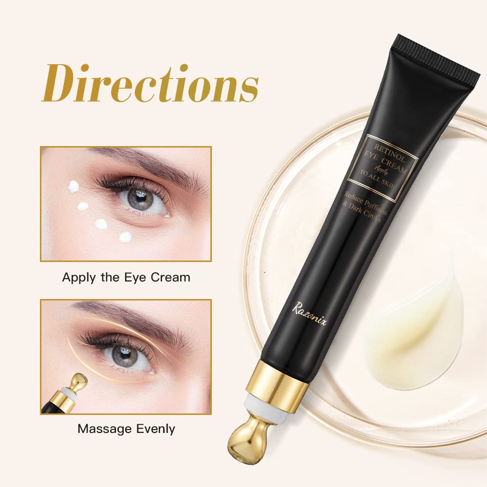 Retinol Eye Cream for Dark Circles: Under Eye Treatment for Puffiness Bags – Anti Aging Eye Cream for Women and Men