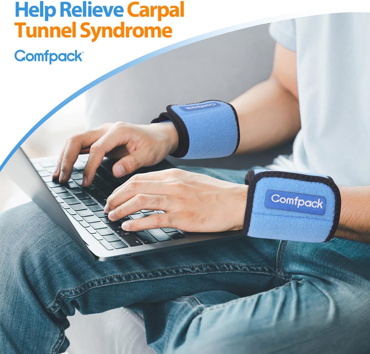 Cold Therapy Wrap with 2 Packs & 2 Sleeves for Pain Relief, Reusable Gel Ice Packs for Foot Plantar, Wrist, Ankle, for Sprains, Muscle Pain, Bruises, Injuries, Blue