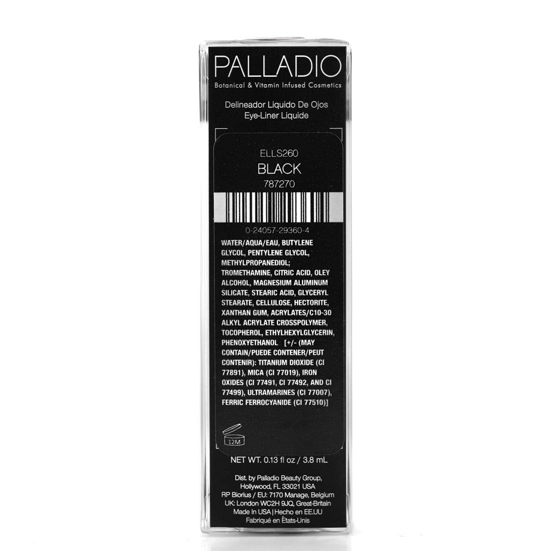 Palladio Liquid Eyeliner, Black, Highly Pigmented, For Intense Eye Definition, Smear-proof Liquid Eyeliner, Includes Easy Grip Wand and Felt Tip Applicator