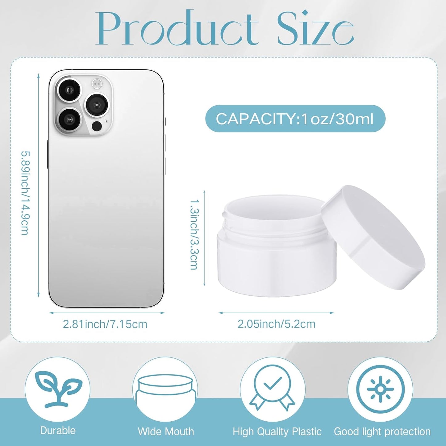 Patelai 4 Pieces Round Wide-mouth Leak Proof Plastic Container Jars with Lids for Travel Storage Makeup Beauty Products Face Creams Oils Salves Ointments DIY Making(1 Ounce,Pure White)