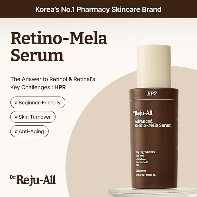 Dr. Reju-All Advanced PDRN Rejuvenating Cream + Advanced Retino-Mela Serum - 99% Pure Salmon DNA PDRN Face Moisturizer - HPR Retinol Serum - Korean Anti-Aging Skin Care - Gentle & Beginner-Friendly