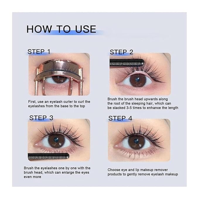 Steel Pipe Eyelash Primer, 3D Curling Eyelash IronMascara, Metal Wand MascaraWaterproof, Iron WandMascara Brushless, Non-Clumping, Washable (1)