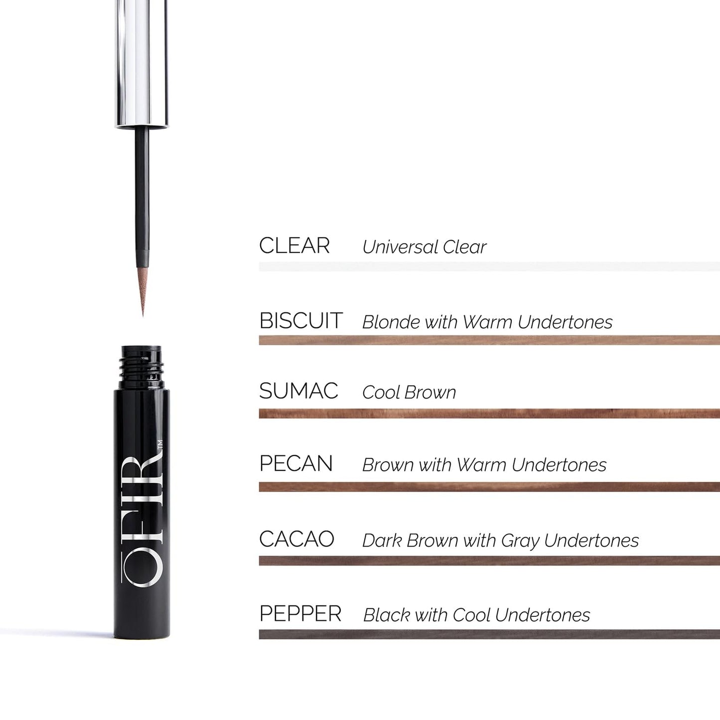 OFIR Brow Tonic Serum Browliner | Smudge-Proof Matte Finish | Hybrid Makeup & Skincare with Hyaluronic Acid & Plant Extracts | Strengthening | Cruelty-Free Brow Serum| Pepper - Cool Black, 0.057 Oz