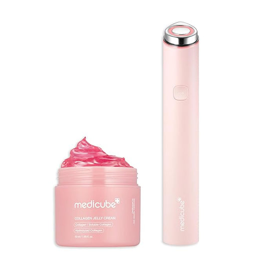 medicube Affordable Teen Glow Essentials Duo: Mini Booster Pro Pink and Collagen Jelly Cream 50ml | Holiday Stocking Stuffers, Gifts for Women, Gifts for Mom, Gifts for Girls