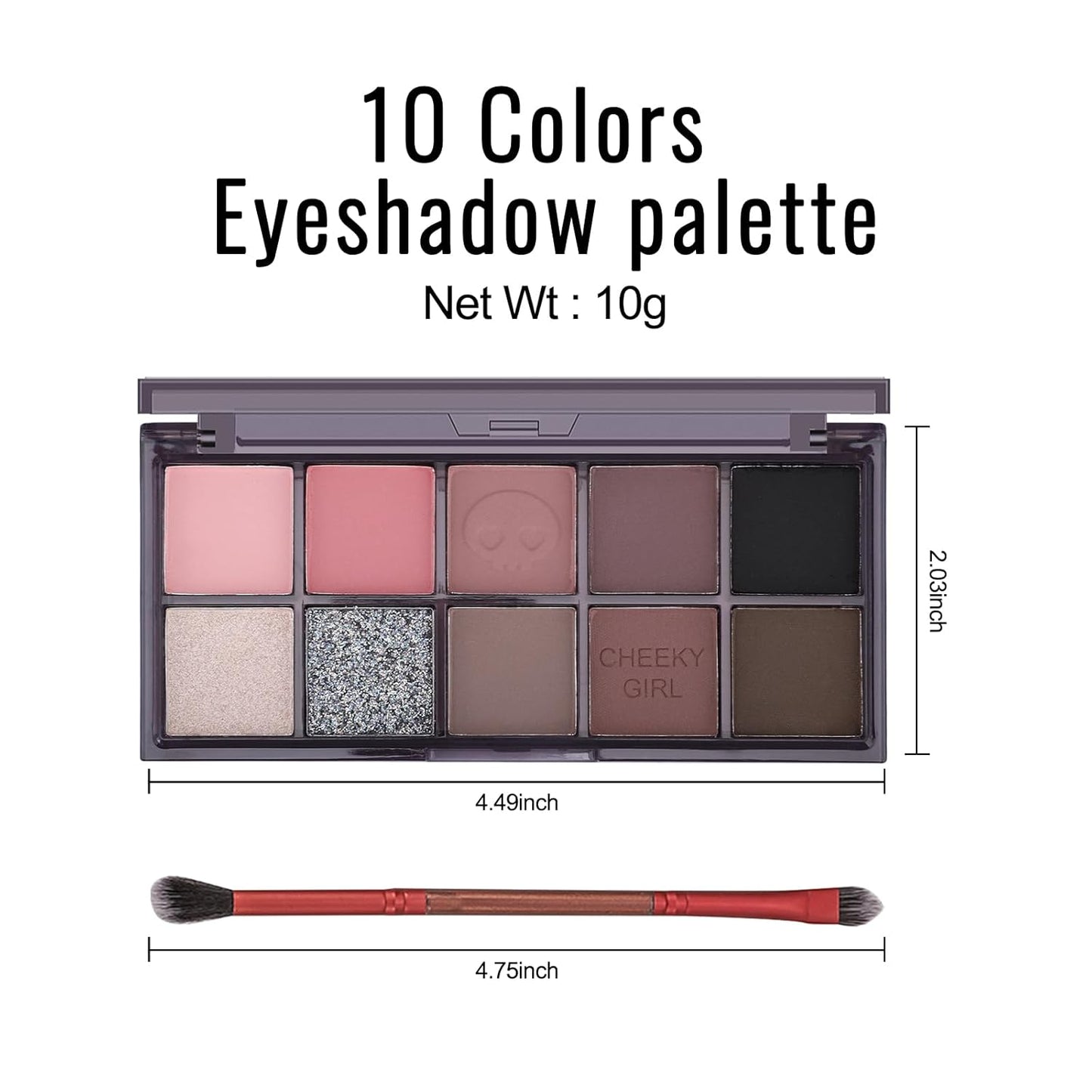 Erinde 10 Colors Eyeshadow Palette Makeup - Matte Shimmer Glitter Eye Shadow, Ultra-Blendable, High Pigmented, Naturing-Looking, Neutral Nude Eyeshadow Pallet with Professional Brush,18