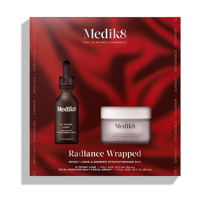 Medik8 Radiance Wrapped Kit - Vitamin C Serum for Face - Facial Cream for Women and Men - Hydrating Peptide Face Moisturizer - 2 pc