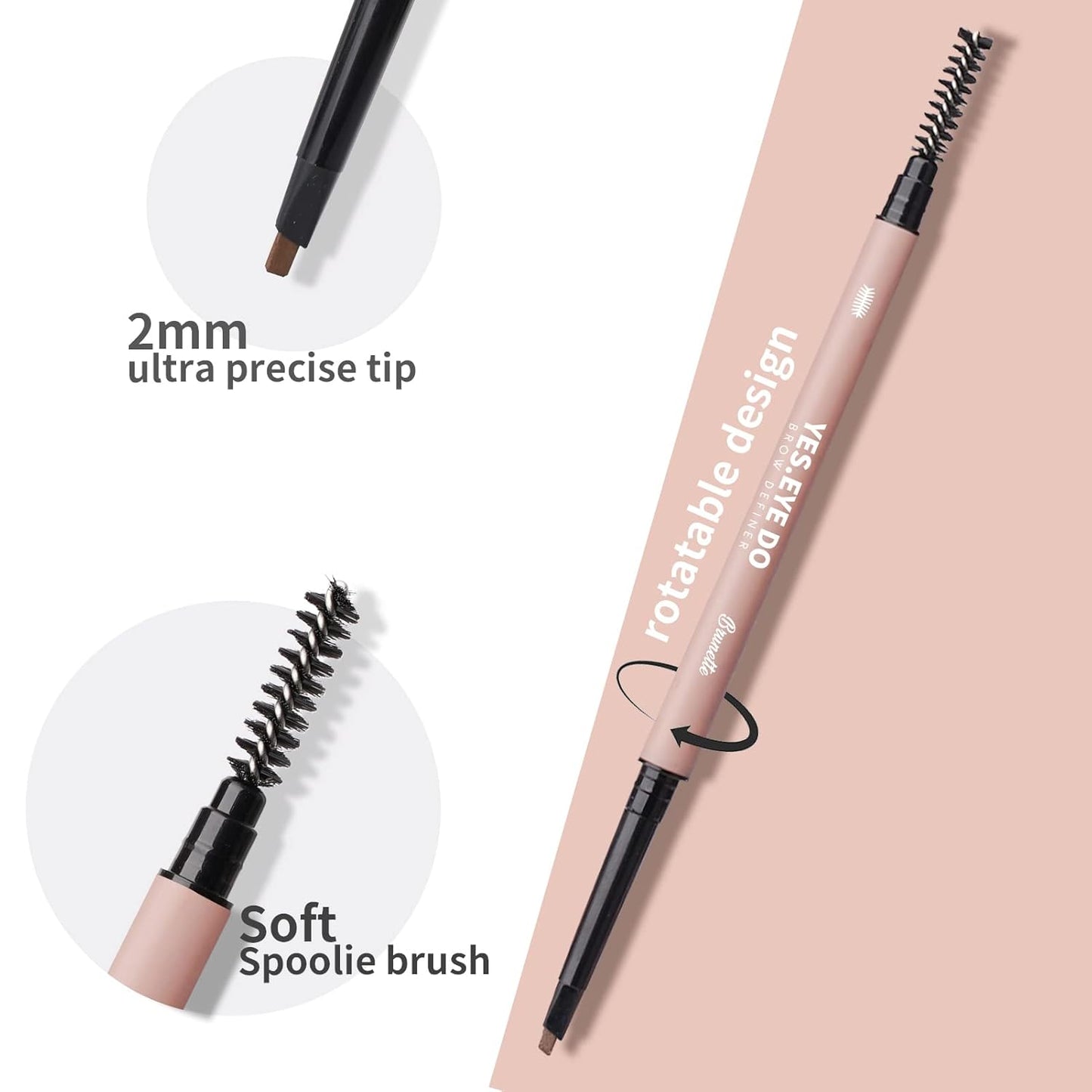 Eyebrow Pencil Dark Brown, Retractable Precision Eyebrow Filler Pen with Brush, Waterproof Long-lasting Double Side Micro Brow Pen, Create Natural & Bushy Brow Lamination, Chocolate, YES.EYE DO