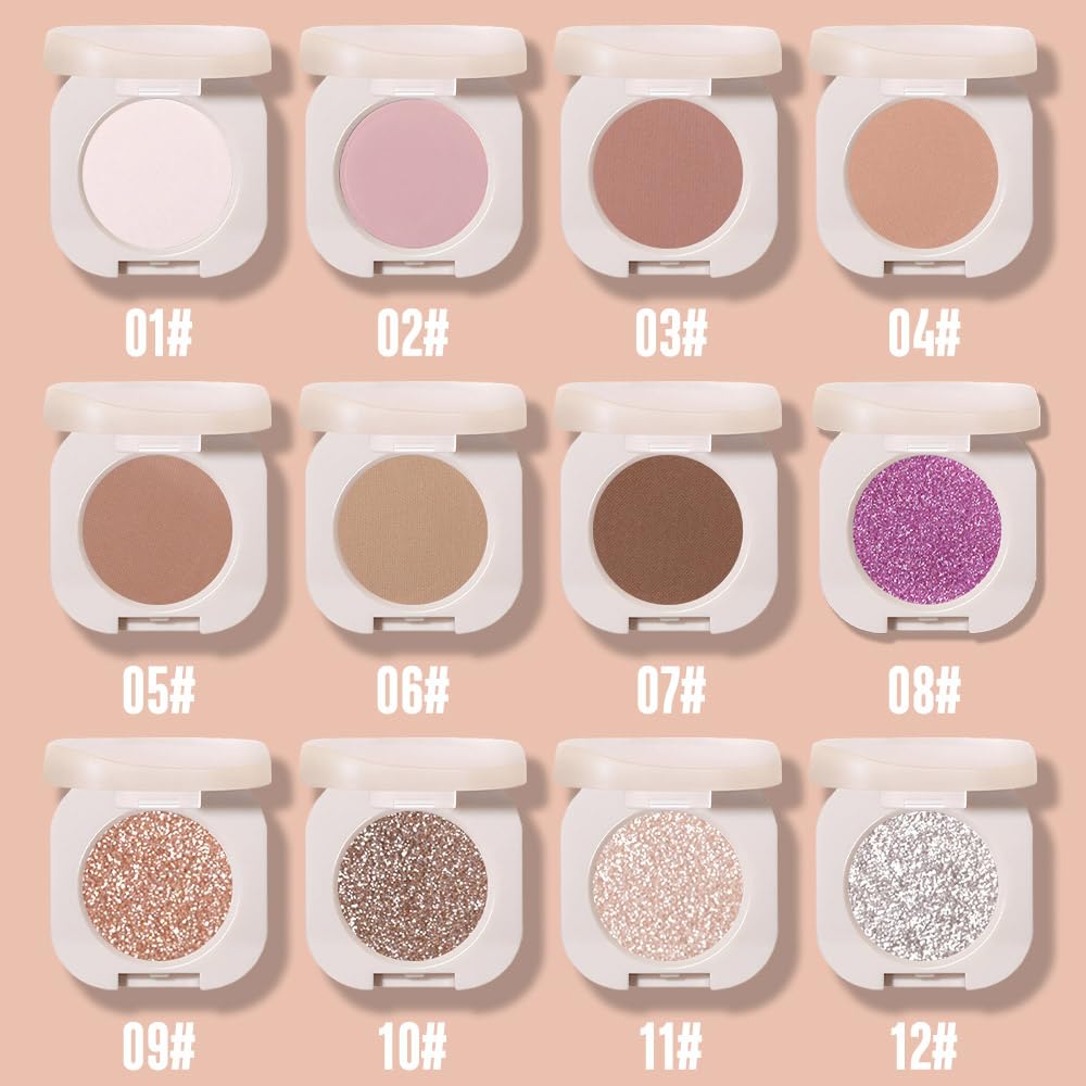 Pressed Single Glittler Eyeshadow Palette, Purple Glitter eyeshadow For Old Women, Pigmented Waterproof Sombras Para Ojos, Single Pressed Powder Vegan, Talc, Paraben & Cruelty Free(08)