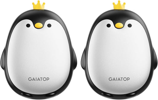 Gaiatop Magnetic Hand Warmers Rechargeable 2 Pack, 3 Settings Pocket-Sized Cute Penguin, Fast Hot Hands Reusable Portable Electric Heater for Camping Hunting Golf, Gifts for Women Men