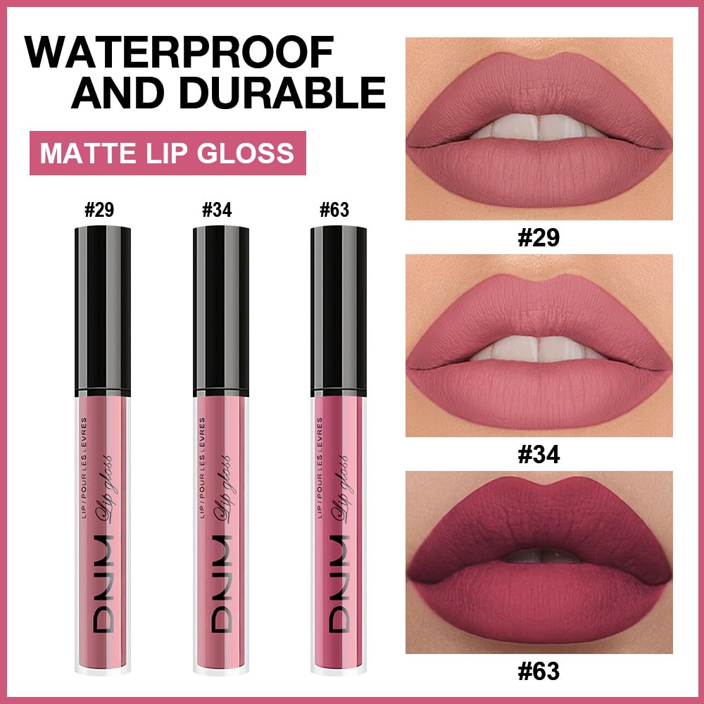 evpct 3Pcs Light Neutral Mauve Matte Liquid Lipstick Lip Stain Sets for Women, Matte Lipstick Long Lasting Waterproof Permanent 24 Hours original, Magic Lip Sticks Pack for Halloween Daily Makeup