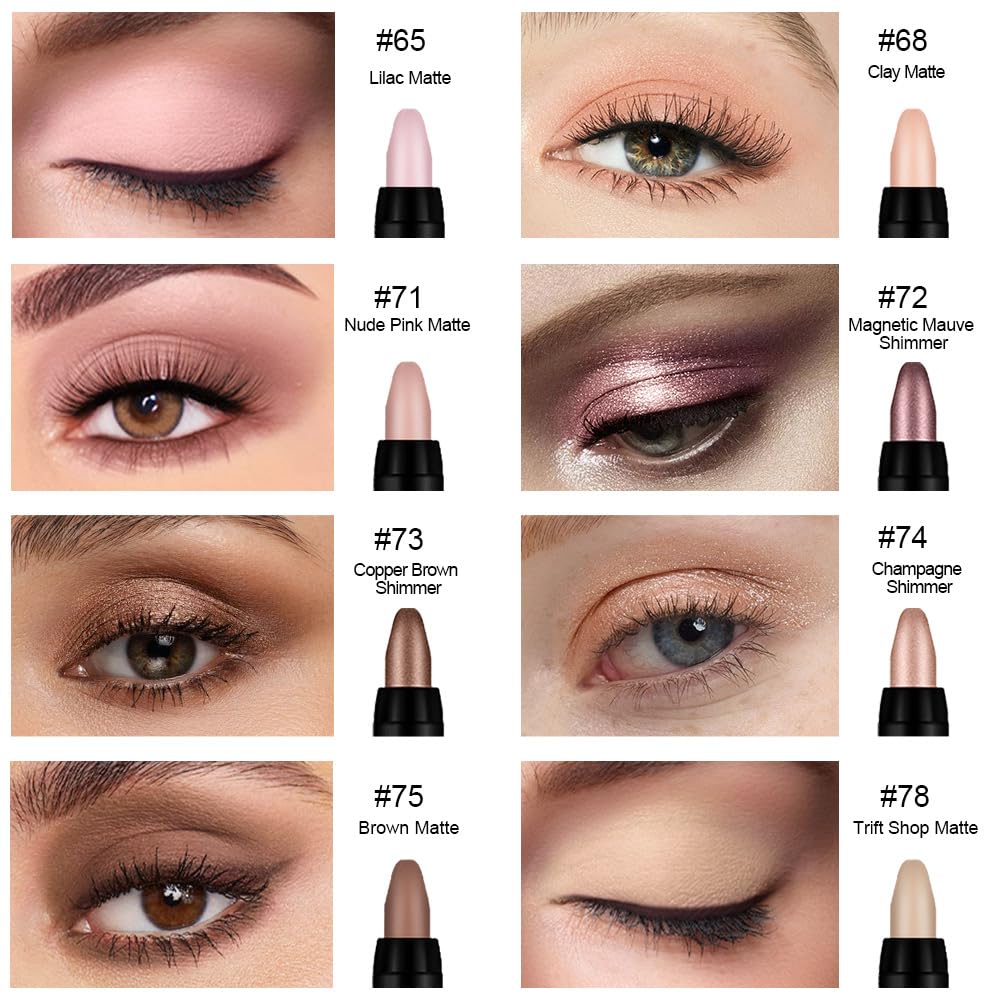 evpct 8Pcs Cream Eyeshadow Stick Set for Women, Nude Pink Light Mauve Brown Matte Rose Gold Copper Brown Champagne Shimmer, Silky Matte Shimmer Eyeshadow Applicator Sticks Eye Makeup sombras para ojos