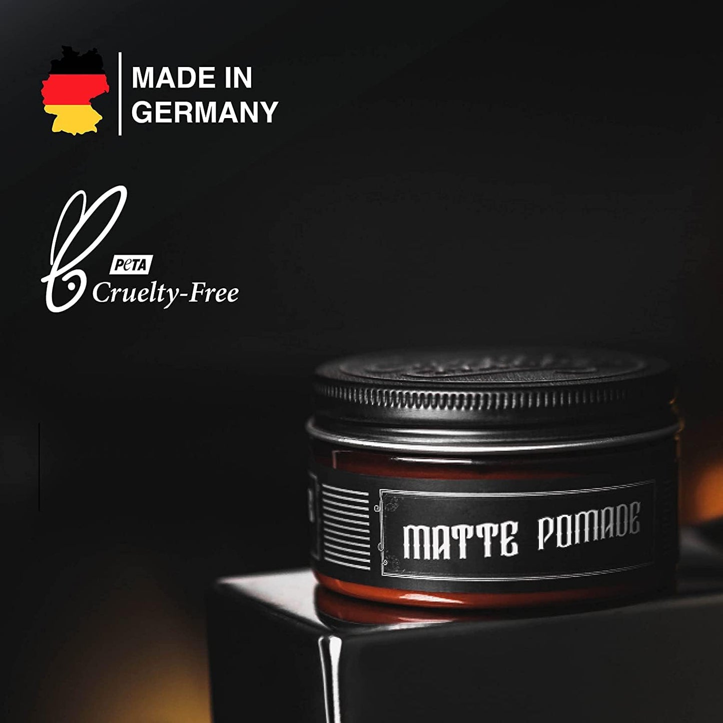 Charlemagne Matte Hair Pomade for Men – Medium Hold, 100 ml, Leather Scent – Water-Based Matte Pomade Styling Hair Cream for Men – Developed by Barbers, Made in Germany