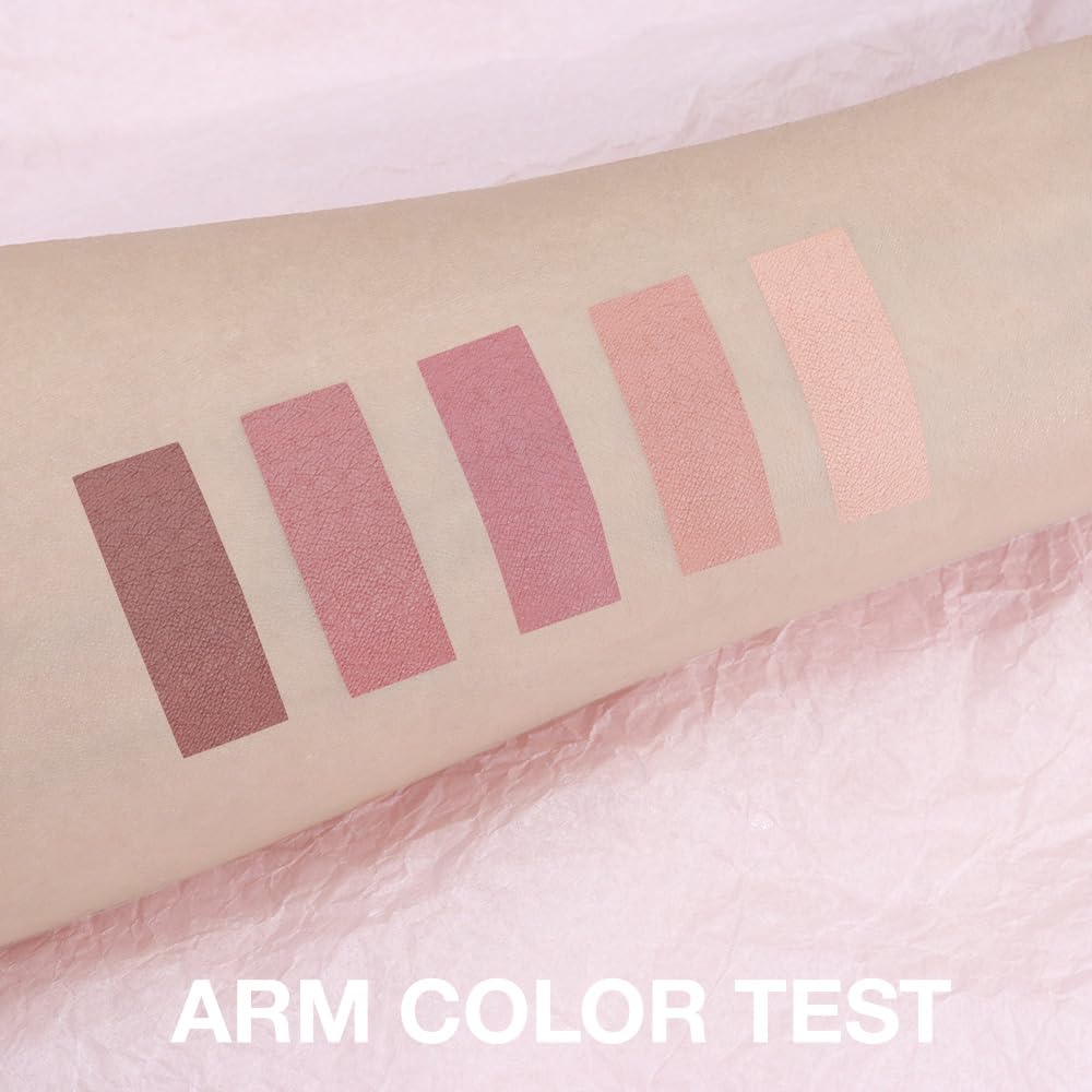 5 Colors Matte Eyeshadow Makeup Palette, 5 Natural Neutral Nude Brown Faded Rose Colors Eyeshadow, Looks for Brown Eyes Women Finish Long Wearing Waterproof Professional Eye Makeup 04#